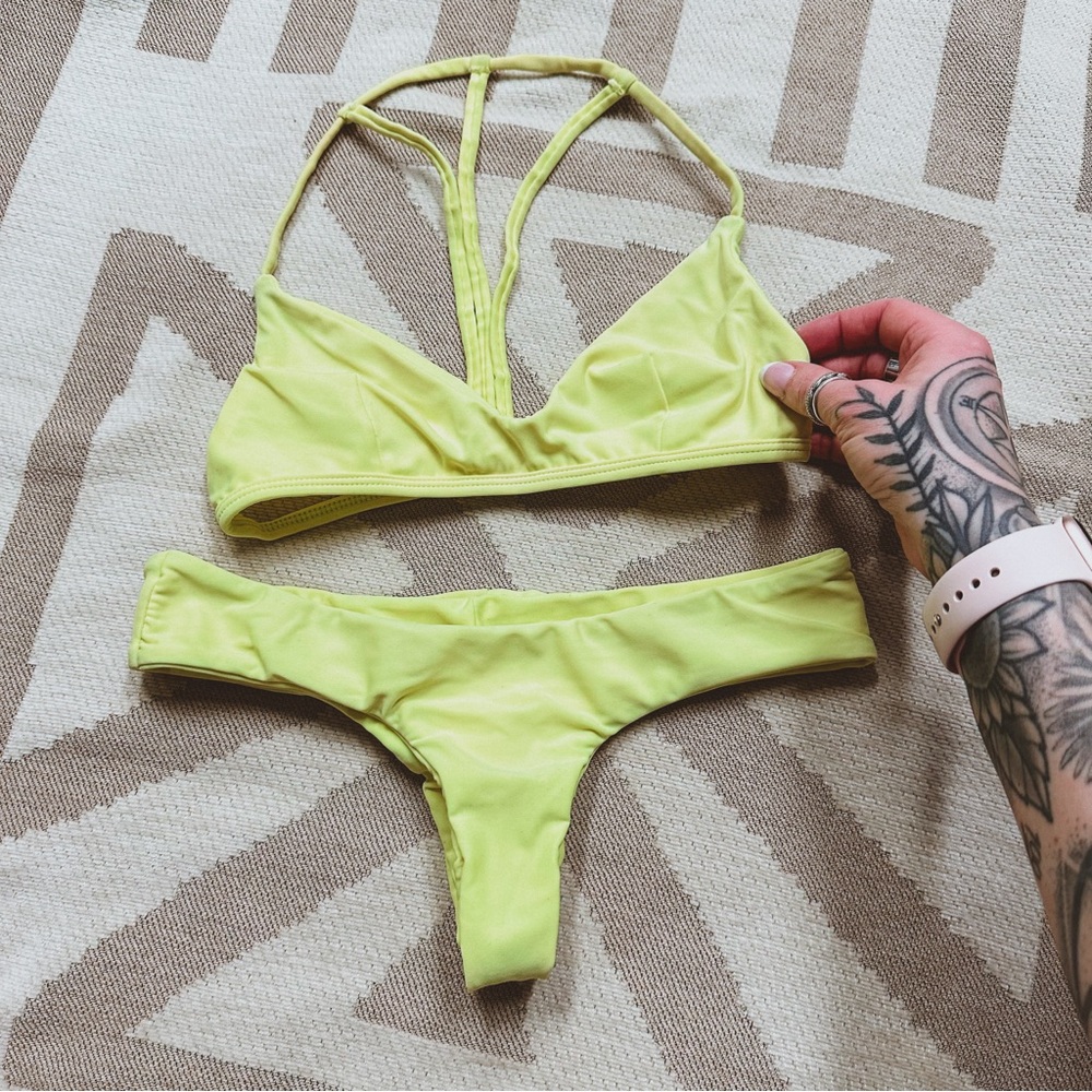 Plumeria swim set neon yellow XS